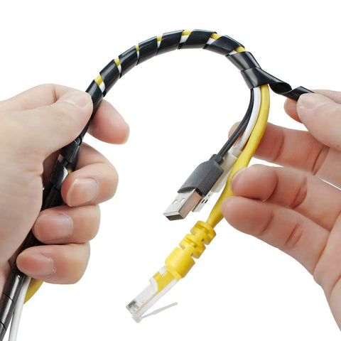 50 Ft Spiral Cable Wrap For Quarter Inch Wires Black Durable Cable Sleeve That Keeps Cords Neat And Tidy Wrapping Range Four To Fifty Mm