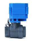 Half Inch UPVC Motorized Ball Valve With Full Port, 2 Wire Auto Return, 9-36V AC DC, Normally Closed, Lightweight Plastic Valve