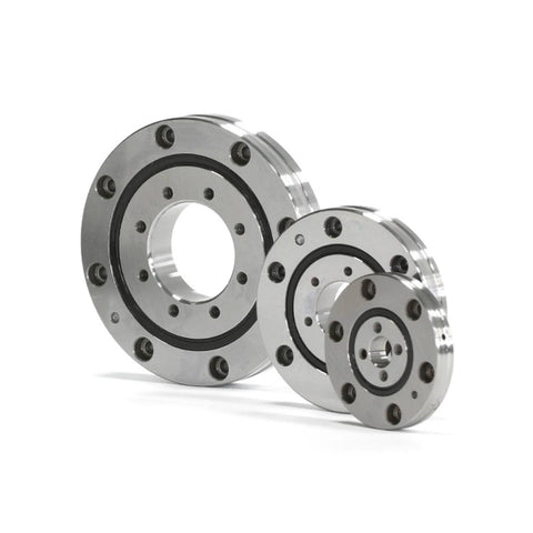 Three sizes of RU178 Cross Roller Bearing for CNC Machine Tool Rotary Tables and Industrial Robots, made of durable bearing steel.