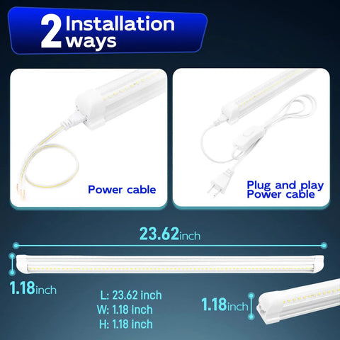 30W 2Ft LED Shop Light 3500 Lumens 6500K Super Bright White Linkable Ceiling Light fixture installation options