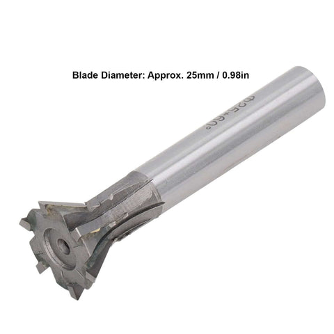 25mm dovetail milling cutter, 6-flute carbide end mill, 60-degree, straight shank for ferrous and nonferrous metals