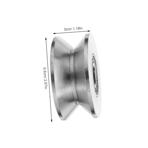 Heavy Duty Stainless Steel U Groove Sliding Door Roller Pulley With Ball Bearings, 3cm diameter, smooth gliding for barn and closet doors.
