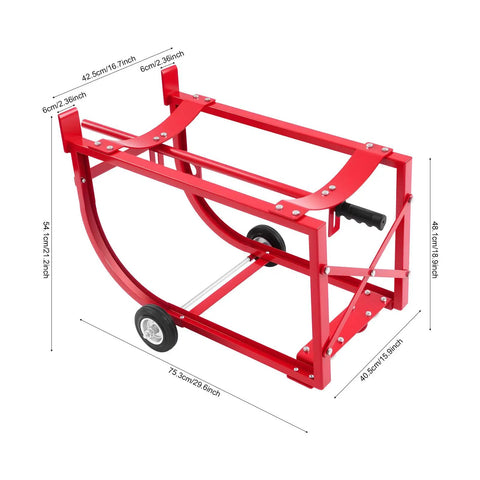 Heavy Duty Steel Drum Cradle For 55 Gallon Drums On Wheels Supports Up To 600 Lbs red steel cradle with dimensions