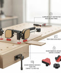 Heavy Duty Aluminum Bench Clamp For Woodworking Mounts To Edge Or Dog Holes, Two Handed Operation for Secure Sanding and Assembly