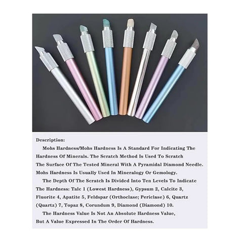 Pro Grade Hardness Test Kit For Industrial Minerals With Storage Box 2 To 9 Scratch Tester Set, 8 metal pens