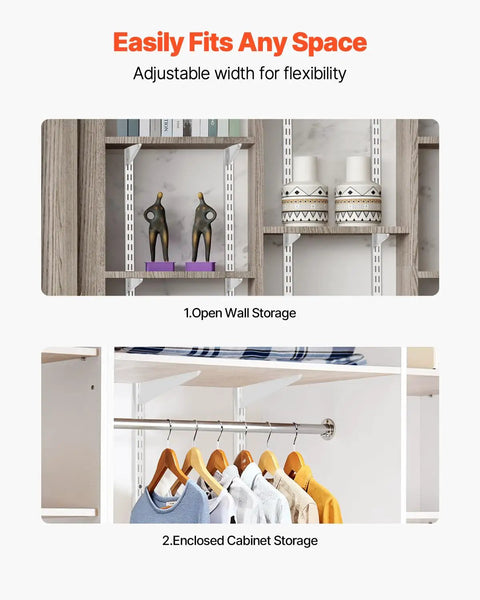 Premium Heavy Duty 60 Inch Shelf Pilasters 5 Pack Dual Track Upright Wall Shelving System Featuring Twin Slot Rails And Hardware for flexible wall and cabinet storage.