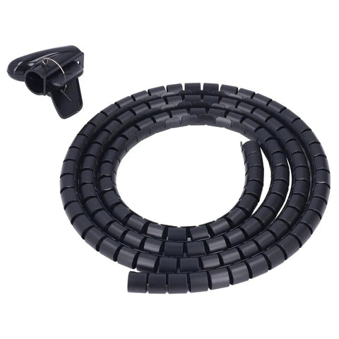 Flexible Black Spiral Cable Wrap For Cord Management 20mm Plastic Wire Sleeve tangle-free design with holder for organized cables.