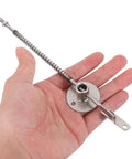 Close-up of 4 Pack Cabinet Door Support Rods With Soft Close in hand showing heavy duty iron construction, silver finish.
