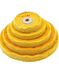 Heavy Duty Buffing Polishing Wheel In Light Brown For Jewelry And Glass Jobs Fits 16MM Arbor Shaft With Easy Install Plus Great Results For Shiny Surfaces Fast stacked in 3-8 inch sizes.