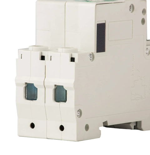 Side view of Go-To DC Miniature Circuit Breaker 2 Pole 32 Amp 250V to 500V DC Din Rail Mount With Thermal Magnetic Trip DZ47-63 C32 2P