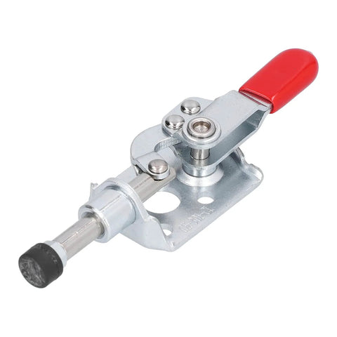 Heavy Duty Toggle Clamp With 88 Lbs Holding Power, Quick Release Push Pull Grip For Woodworking Jigs on stainless steel base.