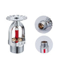 Straight Up Heavy Duty Chrome Plated Copper Ceiling Pendent Fire Sprinkler featuring a smooth 68C red glass bulb detail view.