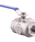 3-Way Ball Valve With T Mounting Pad Stainless Steel 304 Female NPT Ports For Water Oil And Gas With Vinyl Locking Handle One And Quarter Inch NPT Built Tough For Wide Temperature Range -20F To 410F
