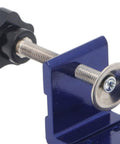 Close-up of adjustable clamp on Pocket Hole Jig Kit For Woodworking Handy And Durable Mini Aluminum Alloy Guides For DIY Home Projects And Pro Carpentry Joint Angle Locator Tool Set For Precise Quick Setup.