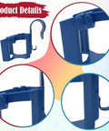 Detail of poolside cup holder detachable drinks stand for pool bar edge, showing hook and blue PP material.