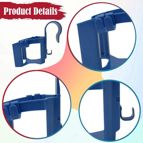 Detail of poolside cup holder detachable drinks stand for pool bar edge, showing hook and blue PP material.