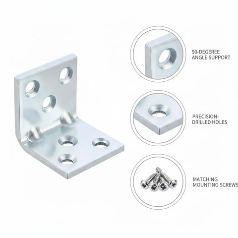 Heavy Duty 90 Degree L Bracket Set For Furniture Assembly And Shelf Support With Pre Drilled Holes And Screws Included Four Pack