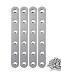 Stainless Steel Straight Brace Set For Home Improvement, Four Pieces 156 By 18 Mm Flat Brackets With 24 Included Screws, rust resistant