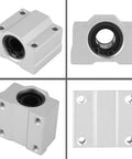 4 Piece Aluminum Linear Motion Ball Bearing Slide Block Set For CNC 3D Printer Pillow Block Closed Linear Rail Support, showing various angles.