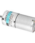 Awesome 12V DC Gear Motor With All Metal Gears And Pure Copper Coils For Smoother Low Speed Operation And Long Durable Life In Your Automated Gearbox Projects, showing metal casing and output shaft.