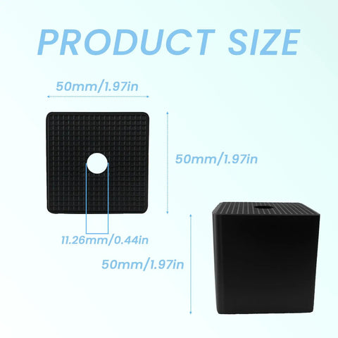 Heavy Duty Rubber Anti Vibration And Shock Absorbing Pads 4 Pack With Grid Texture 50 X 50 X 50 mm side and top view