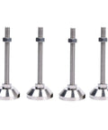 Badass Grip Heavy Duty Adjustable Leveling Feet, Threaded Mechanical Support Legs For Industrial Machines set of four with steel bases.