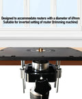 Built Tough Router Table Insert Plate With Heavy Duty Router Lift System For Woodworking Shop Use Premium Aluminum Construction close-up of router and setup suitable for 69mm routers