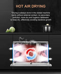 Portable Countertop Dishwasher With Five Automated Wash Cycles And Six Place Settings Featuring One Touch Auto Clean Mode Slick Lcd Interface Fast Track Dry Cycle showcases hot air drying feature.