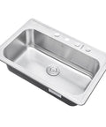33 By 22 By 9 Inch Top Mount Drop In Stainless Steel Single Bowl Kitchen Sink With Strainer And Dish Rack 18 Gauge T304 Steel Rust Resistant