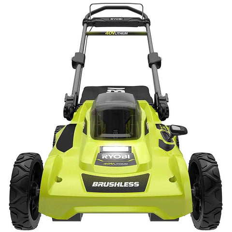 Cordless Push Lawn Mower 20-Inch 40-Volt Brushless With Whisper Quiet Design No Gas Needed Yet Delivers Real-World Power Load-Sensing Motor Long Battery Life Lightweight And Low Noise For Effortless Yard Care, front view