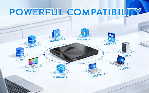 External CD DVD Drive With USB 3.0 And USB C Plug And Play No Drivers Needed CD Burner RW DVD Writer Portable Optical Drive For Laptop And Desktop PCs Works With Windows 11 10 8 7 MacBook Mac OS And Linux, black slim portable drive