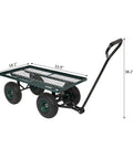 Heavy Duty Metal Deck Garden Cart With 10 Inch Air Tires For Farm Yard And Cargo Large 34 Inch By 18 Inch Utility Wagon