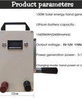 150W Portable Outdoor Emergency Generator With Hand Crank And Solar Power, 110V/220V AC, DC12V, USB 5V Outputs, size 20x12cm