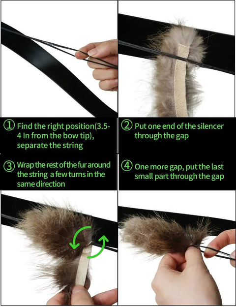 Instructions for installing Beaver Balls Bow String Silencers 2 Pack For Recurve And Traditional Bows Reduce Vibration And Noise With Lightweight Beaver Hide Dampeners For Smoother Quieter Archery Shots