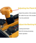 Close-up of Heavy Duty Aluminum 24 Inch Manual Dovetail Jig with adjusting knobs for precision in woodworking tasks.