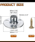 Industrial Strength M8 Tee Nuts 4 Pack With Zinc Plated Steel Three Hole Round Base Flange Inserts dimensions and screw specifications
