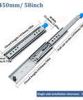 Beefy Heavy Duty Locking Drawer Slides, Full Extension Ball Bearing, Side Mount Industrial Rail for Tool Boxes, 58 inch length