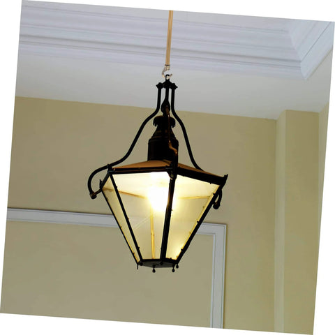 Heavy Duty Chandelier Rod With Ceiling Hook System For Easy DIY Install, holding a modern hanging light fixture in a room.
