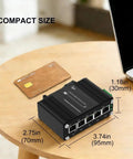 5 Port Gigabit Ethernet Switch With Smart Web Management And QoS VLAN Support 12 48V Wide Voltage Input shown with dimensions