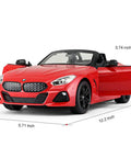 Front view of BMW Z4 1/14 Scale Remote Control Convertible Roadster In Red 2.4GHz RC Toy Car With Working LED Headlights And Taillights.