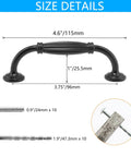 Black Cabinet Handles Set, 3 3/4 Inch Hole Center (96mm), 115mm Overall Length, includes screws size details.