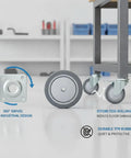 Heavy Duty TPR Plate Caster Wheel for Workspaces and Garages with 360° swivel and nonmarking design on gray rubber, easy install