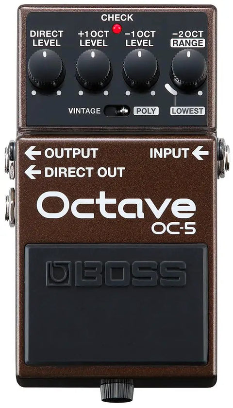 Octave Pedal OC-5 For Guitar And Bass With Mono And Poly Modes, Dry Direct Output, And Lowest Range Poly Setting For Solo Notes In Chords, A 