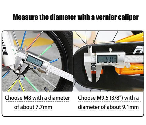Vernier caliper measuring M9.5 hub diameter for Two Pack M9.5 Three Eighths Inch Bicycle Hub Flanged Axle Nuts Aluminum 7075 Alloy
