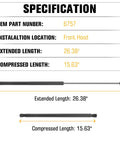 Toyota Avalon Camry Hood Lift Support Struts 2012 2013 2014 2015 2016 Replacement Shocks 6757 specifications chart.
