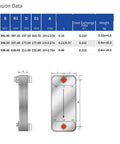 Technical dimension data of Rock Solid Brazed Plate Heat Exchanger for Industrial Water Chilling and Air Conditioning Systems.