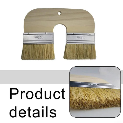 U Shaped Limewash Paint Brush With Double Head For Mineral Paints 200mm Natural Pig Bristle Stainless Steel Ferrule Ergonomic Handle
