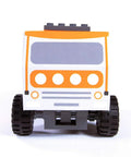 Front view of toy vehicle from Gears Go Multi Vehicle Mobility Launch Kit For STEM Lovers with brick overlays on wheels
