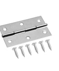 Top Tier 12 Pack Of 2.5 Inch Mini Butt Hinges In Classic Silver Finish with screws for cabinet doors and toolboxes.
