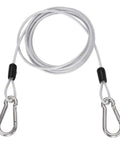 Heavy Duty PVC Coated Security Steel Cable With Snap Hooks 4.9 Ft Double Loop Wire Rope Lock For Outdoor Travel Luggage Bike Safety And Gear Clear Finish, coiled view with dual hooks